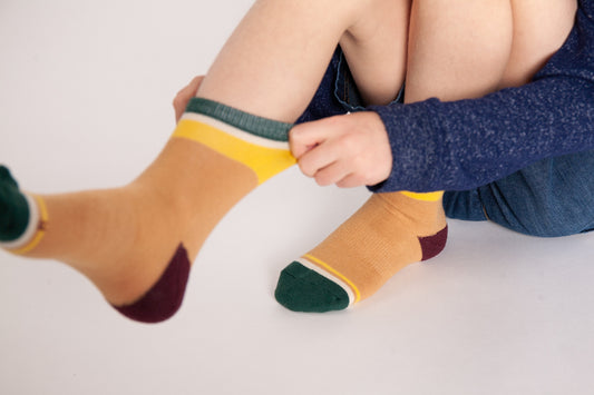 Oakiwear Kids Merino Wool Socks Hiking Outdoor, Mini-Crew Yellow