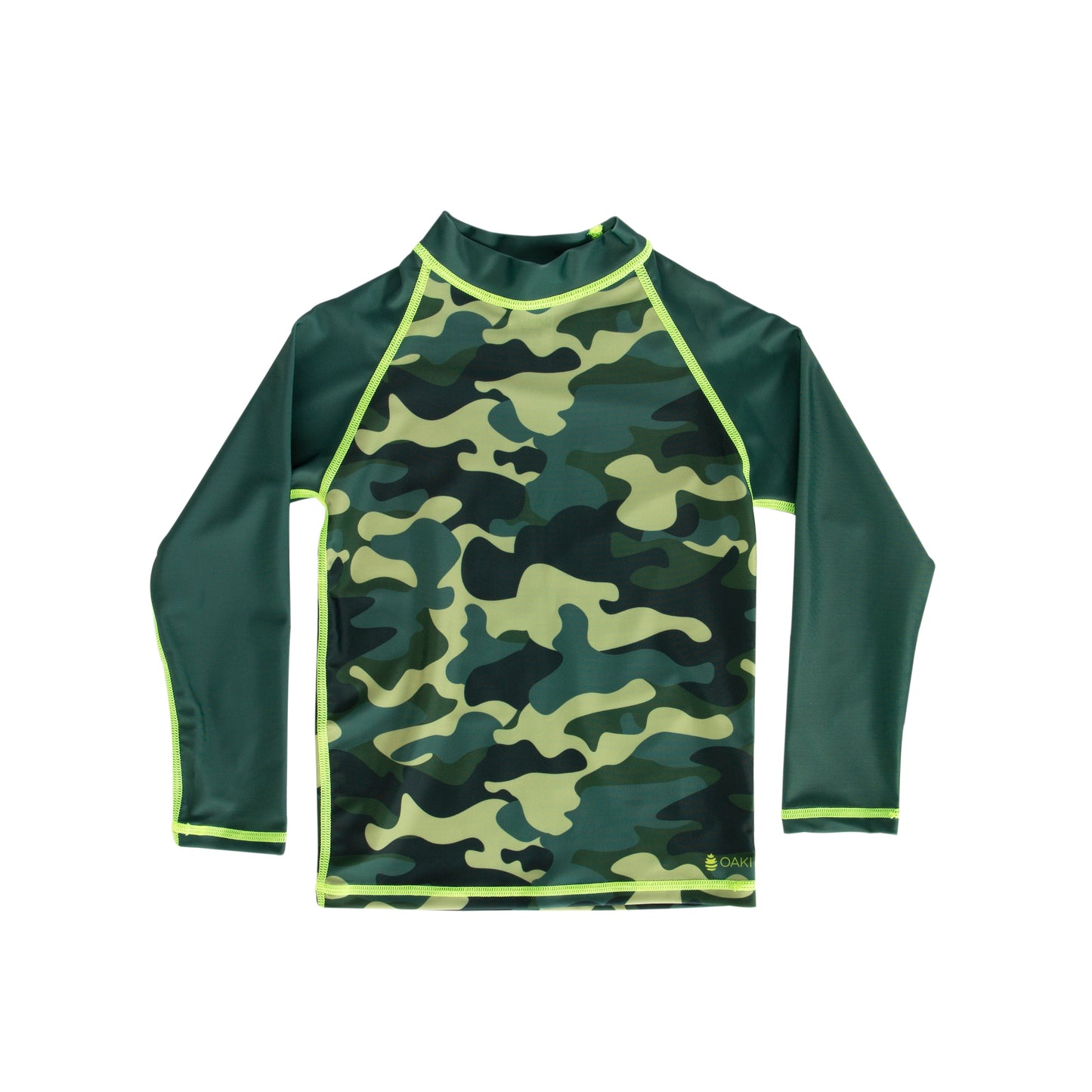 Oakiwear Rash Guard Long Sleeved Swimming Surf Shirt Boy Girls, Camo