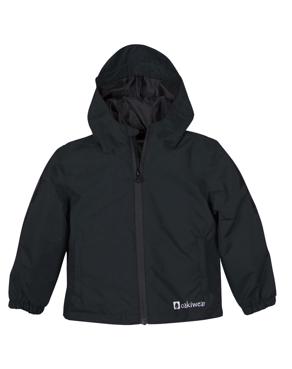 Oakiwear Kids Rain Jacket Coat Waterproof Shell Boys Girls, Black