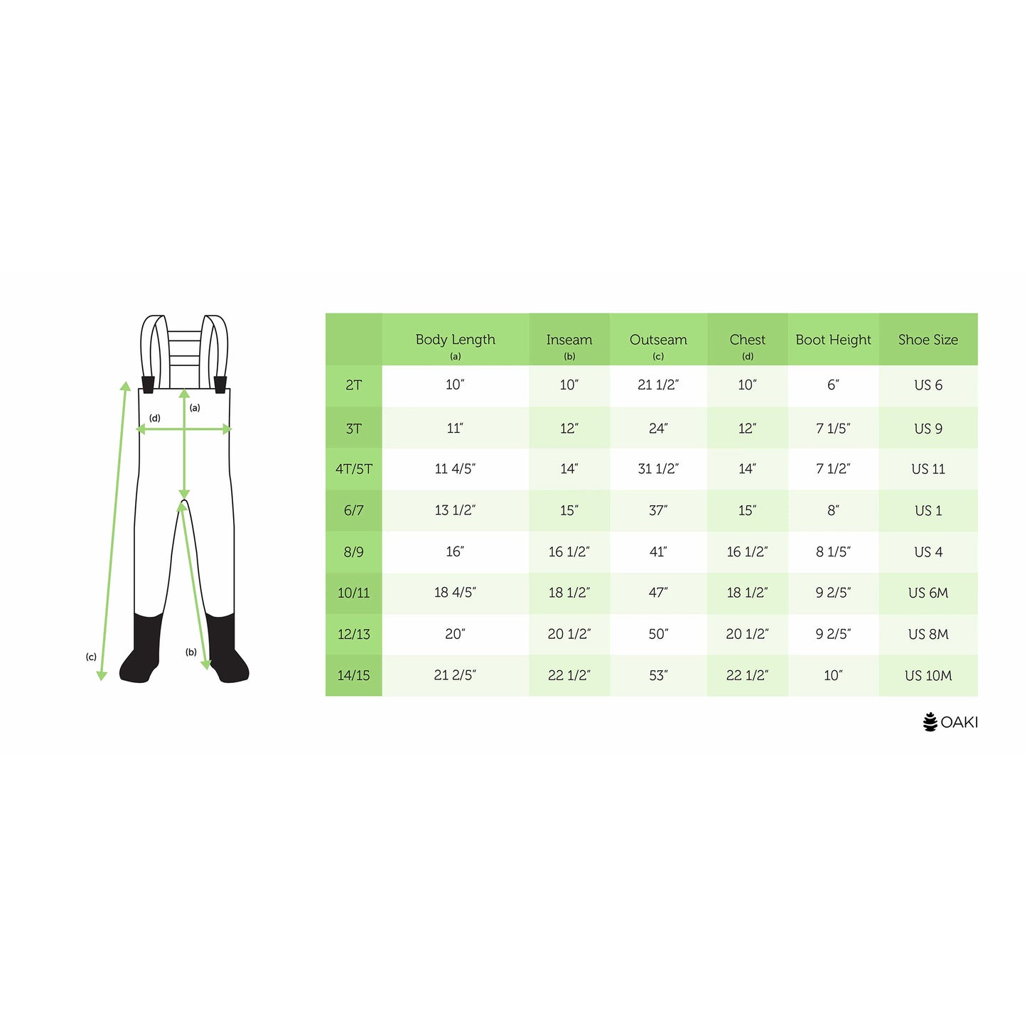 Oakiwear Breathable Youth Kids Chest Waders Children Toddler, Tan