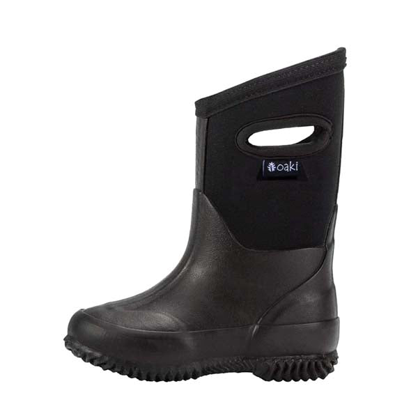 Oakiwear Kids Neoprene Rain Snow Boots, Black Thick 7mm