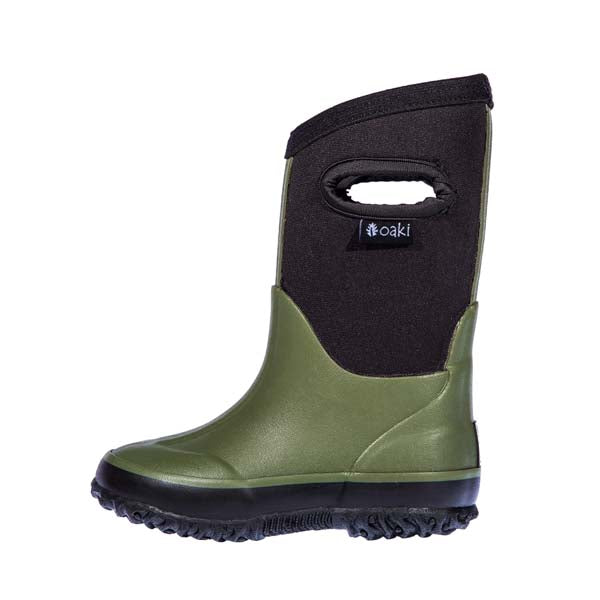 Oakiwear Kids Neoprene Rain Snow Boots, Forest Green Thick 7mm