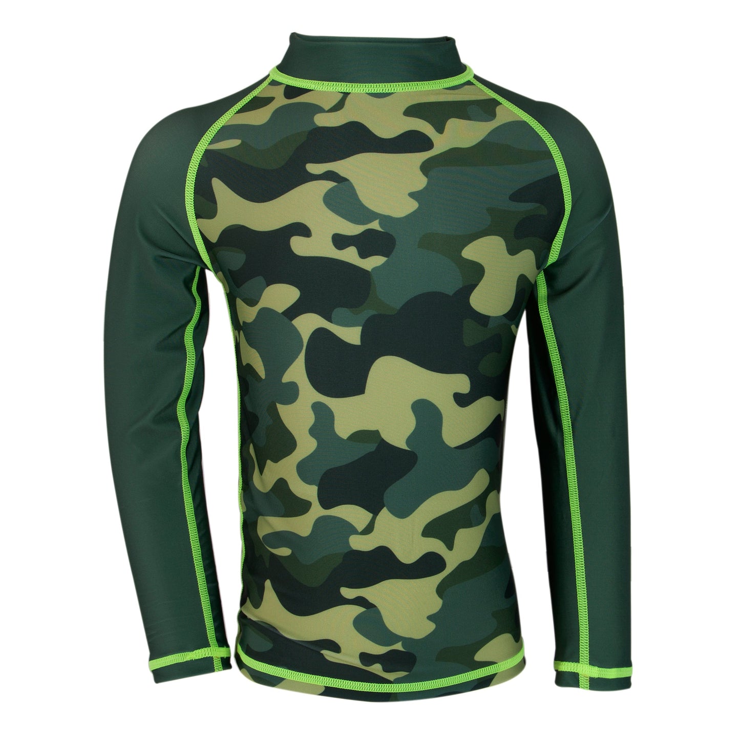 Oakiwear Rash Guard Long Sleeved Swimming Surf Shirt Boy Girls, Camo