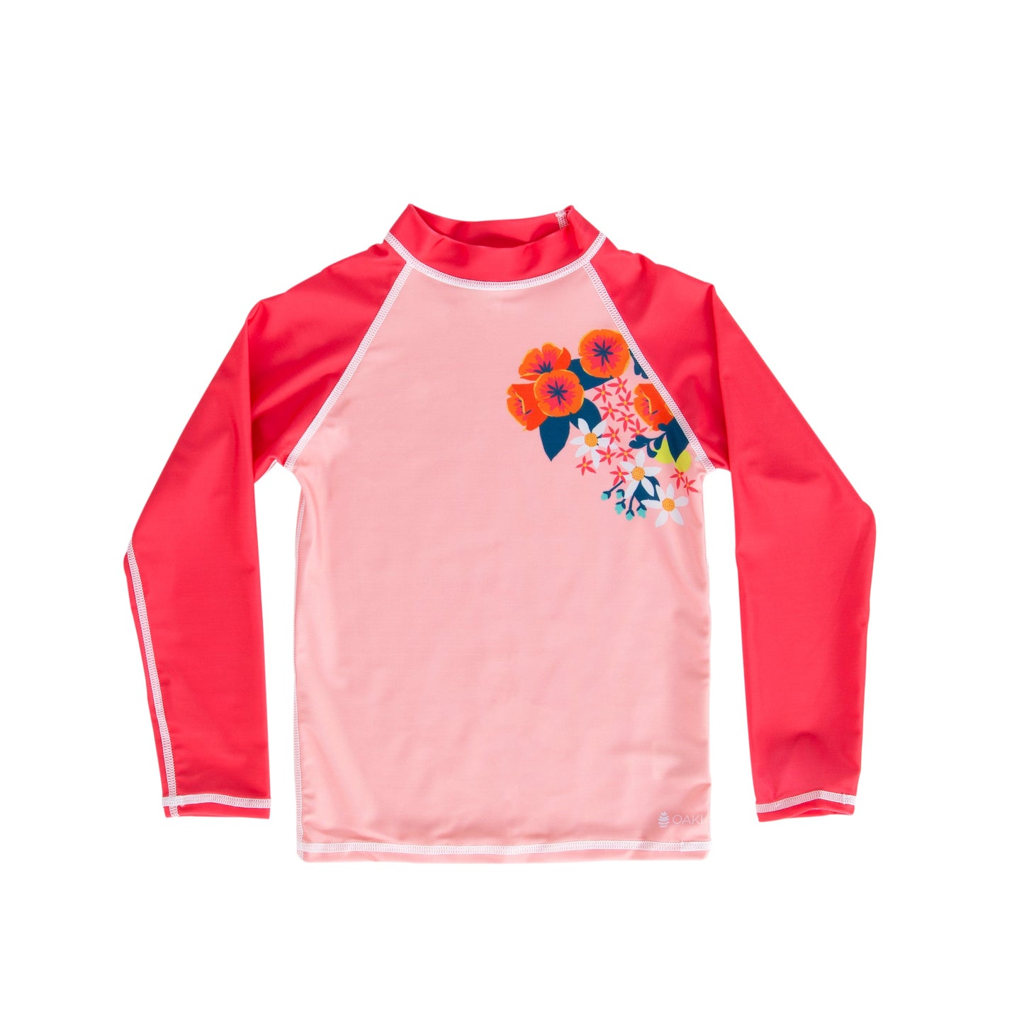 Oakiwear Rash Guard Long Sleeved Swimming Surf Shirt Boy Girls, Flower Shower