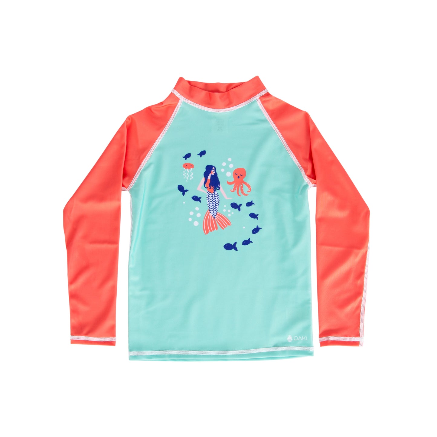 Oakiwear Rash Guard Long Sleeved Swimming Surf Shirt Boy Girls, Mermaid Song