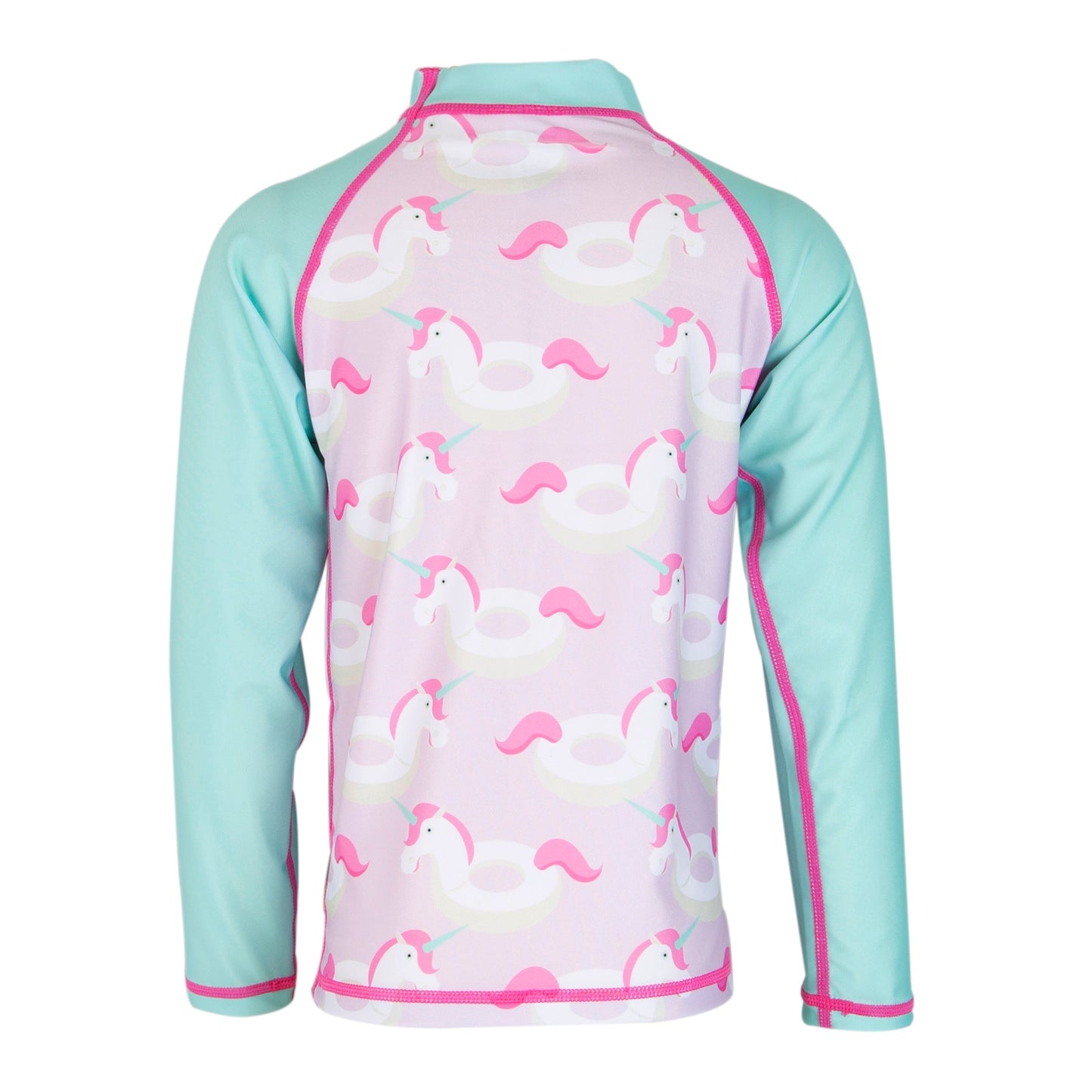 Oakiwear Rash Guard Long Sleeved Swimming Surf Shirt Boy Girls, Unicorn Shore