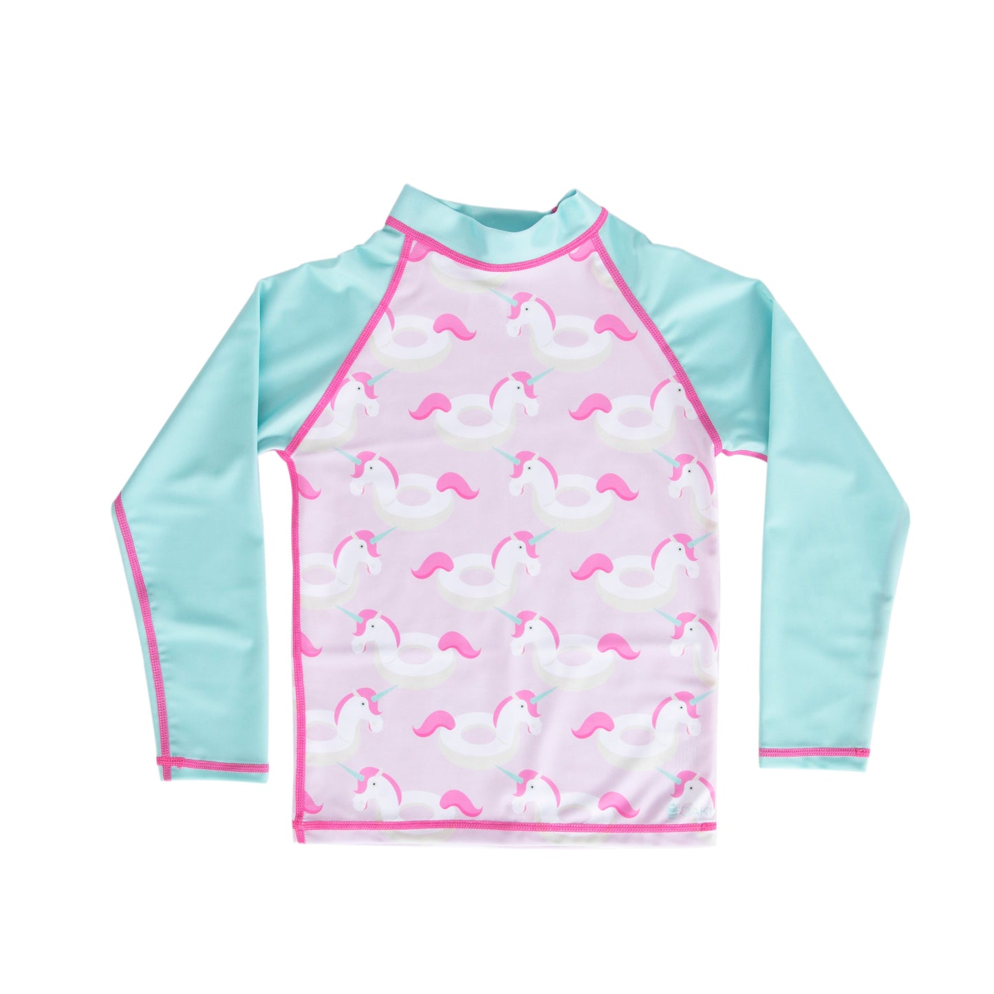 Oakiwear Rash Guard Long Sleeved Swimming Surf Shirt Boy Girls, Unicorn Shore