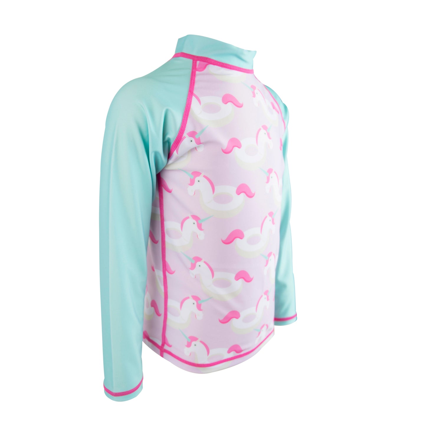Oakiwear Rash Guard Long Sleeved Swimming Surf Shirt Boy Girls, Unicorn Shore