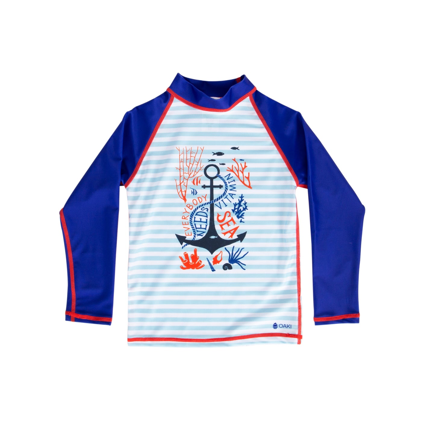 Oakiwear Rash Guard Long Sleeved Swimming Surf Shirt Boy Girls, Vitamin Sea