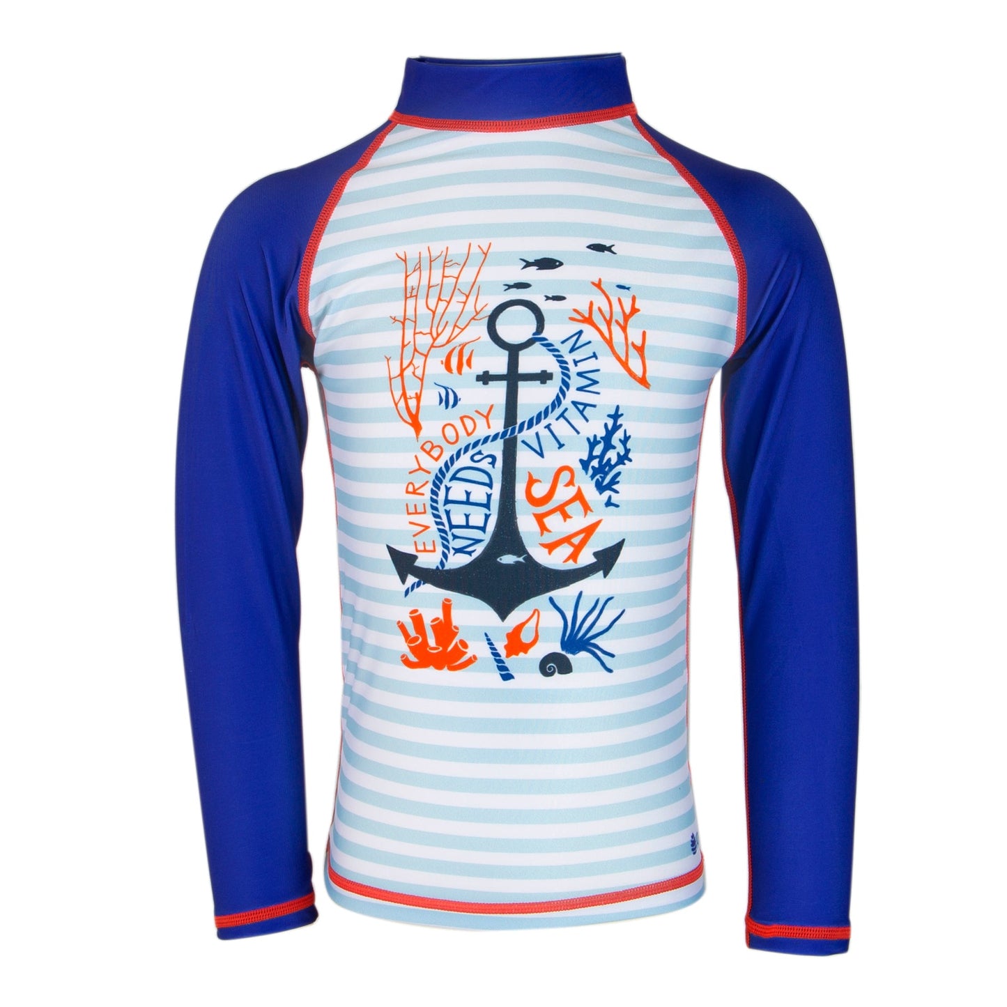 Oakiwear Rash Guard Long Sleeved Swimming Surf Shirt Boy Girls, Vitamin Sea