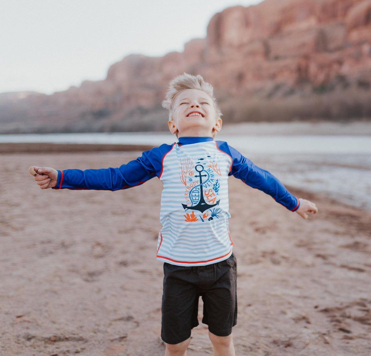 Oakiwear Rash Guard Long Sleeved Swimming Surf Shirt Boy Girls, Vitamin Sea