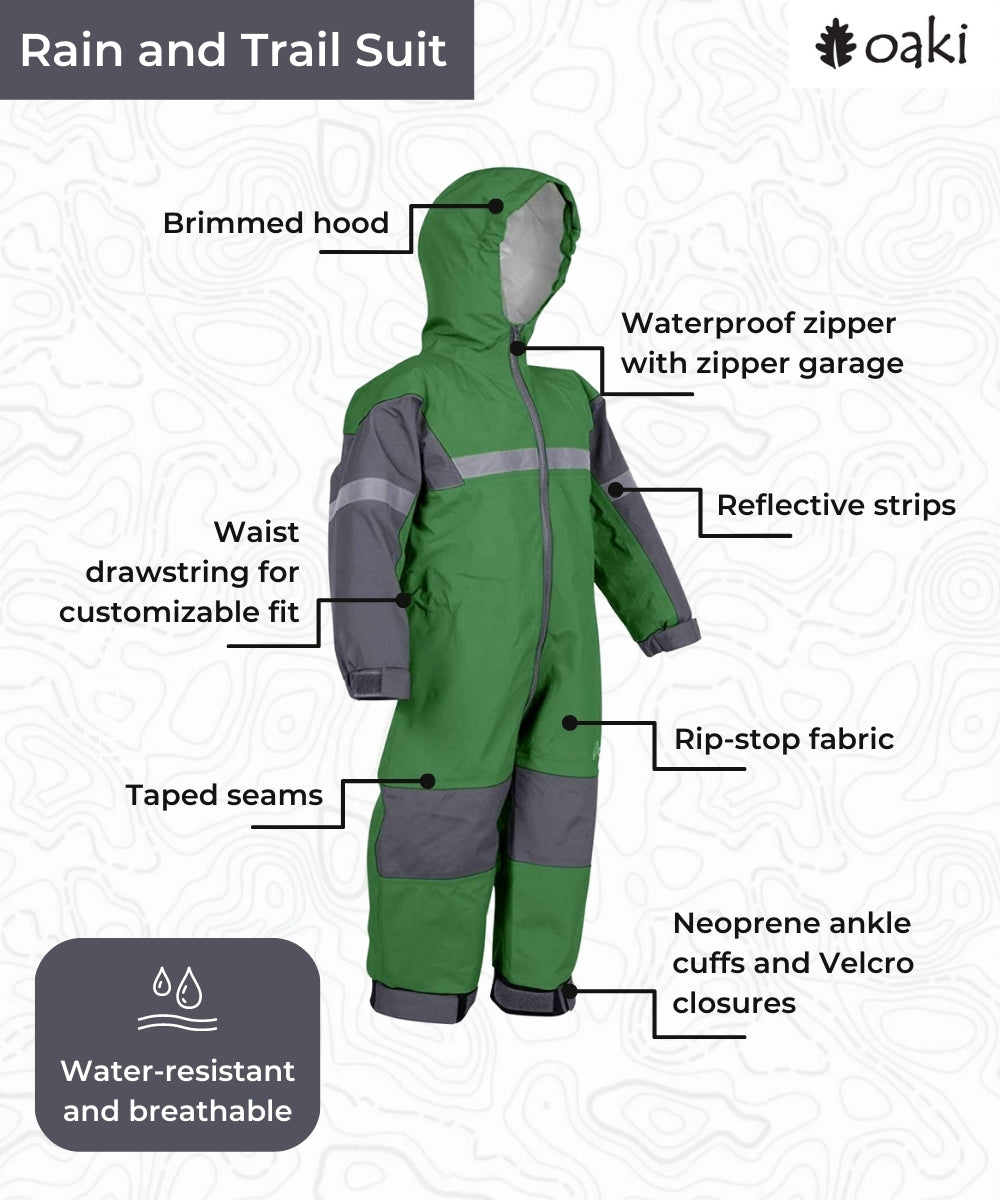 Children's Rain/Trail Suit, Forest Green