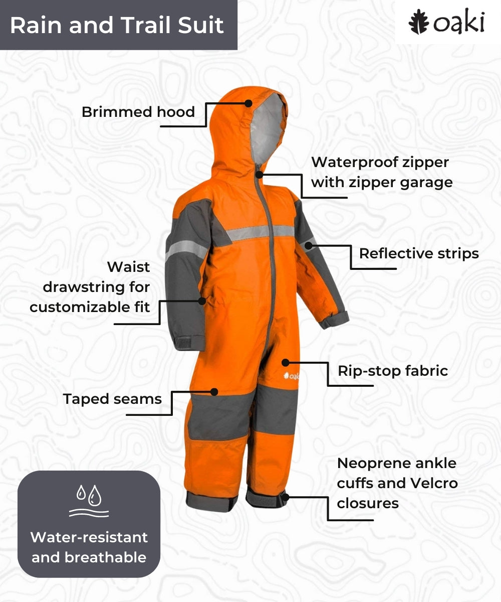 Children's Rain/Trail Suit, Classic Orange