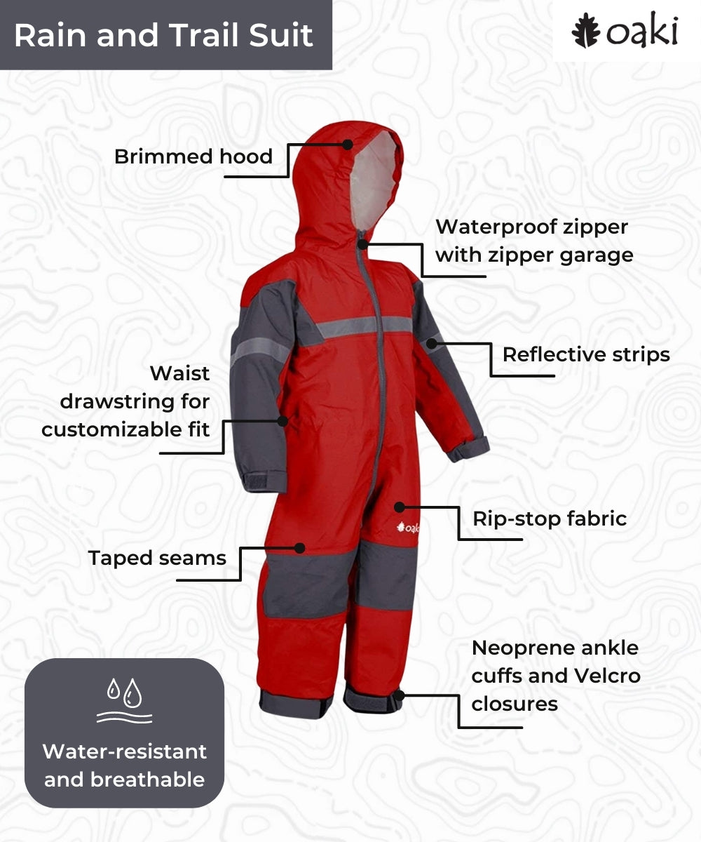 Children's Rain/Trail Suit, Deep Red