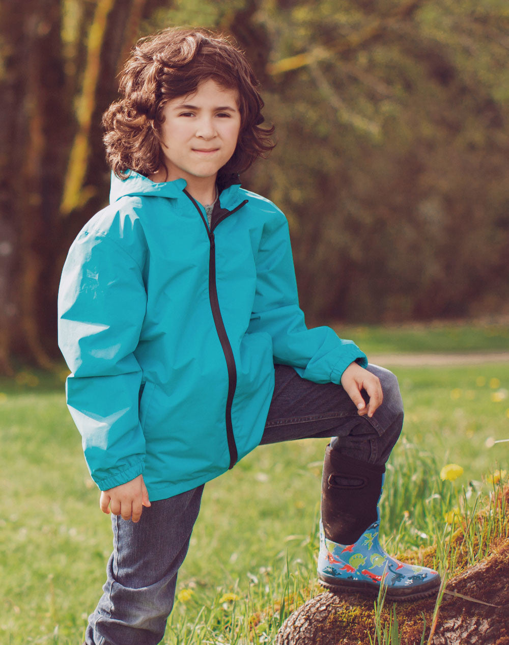 Oakiwear Kids Rain Jacket Coat Waterproof Shell Boys Girls, Glacier Blue