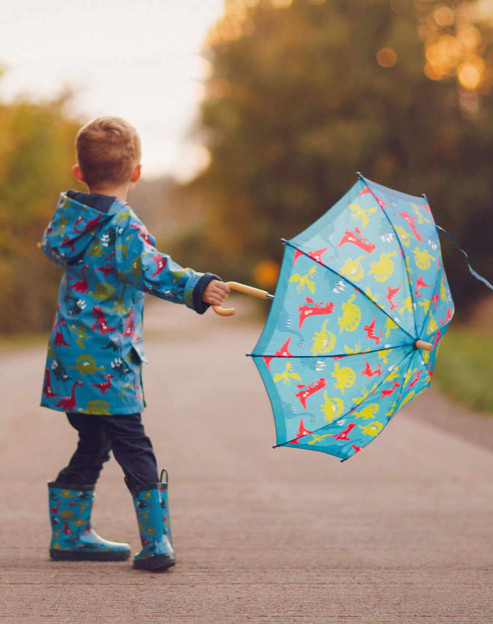 CLEARANCE: Blue Dinosaurs Lined Rain Jacket