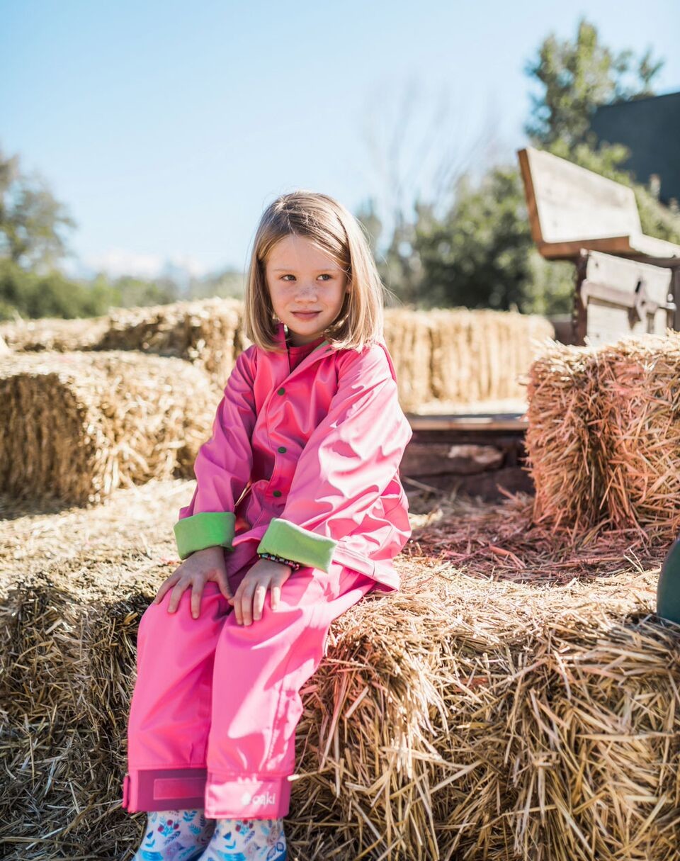Oakiwear Kids Waterproof Rain Pants Boys Girls, Hot Pink