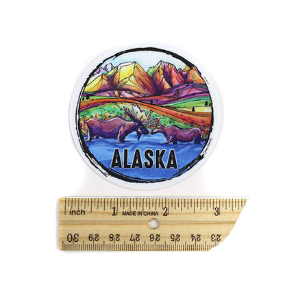 Alaskan Vinyl Stickers Moose Mountains Love Yeti, Dawn Gerety
