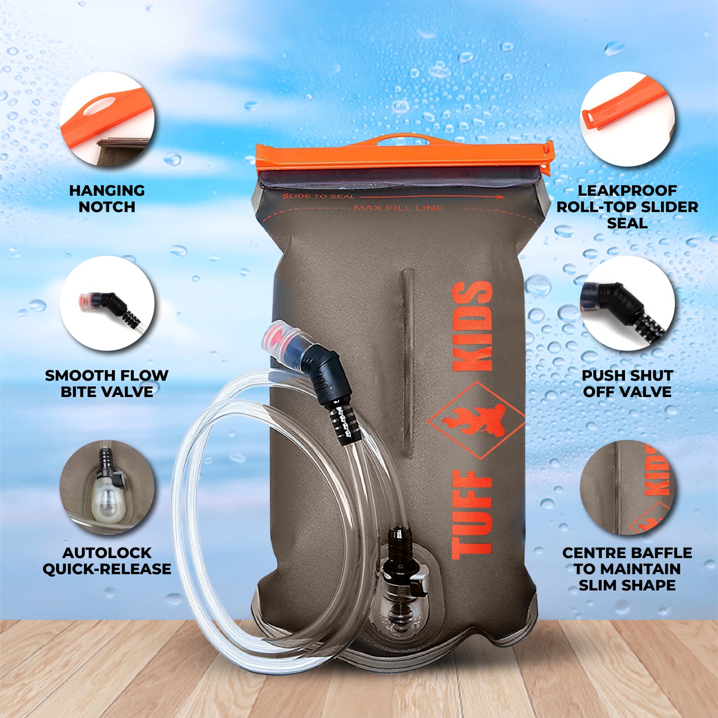 Hydration Bladder Water Reservoir 2L Leakproof BPA Free Water Storage Bag Slim