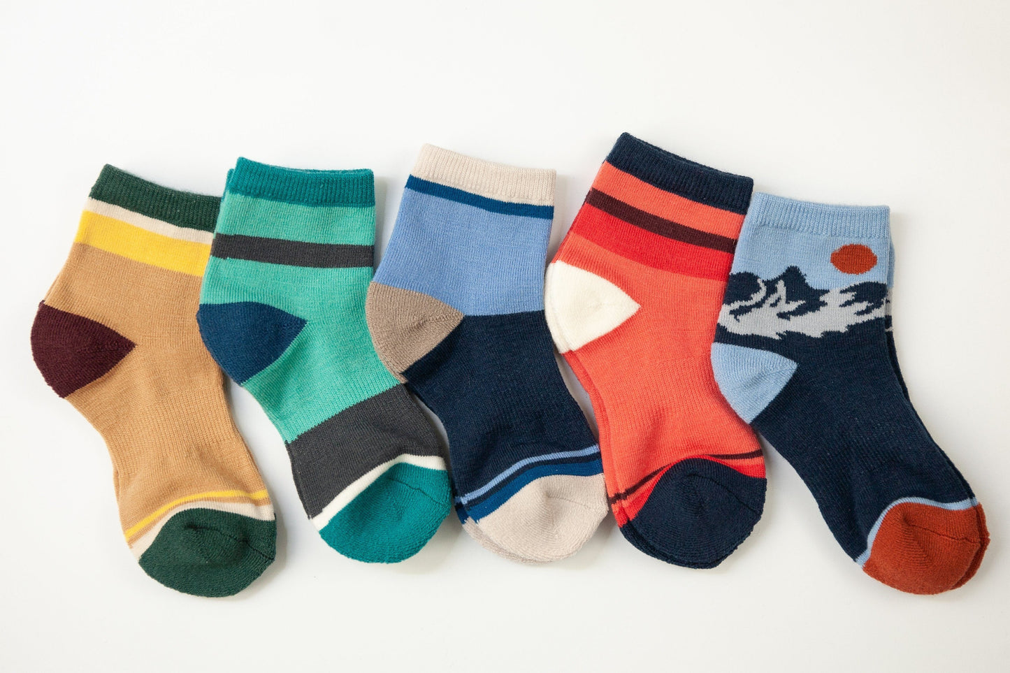 Oakiwear Kids Merino Wool Socks Hiking Outdoor, Mini-Crew Variety Pack