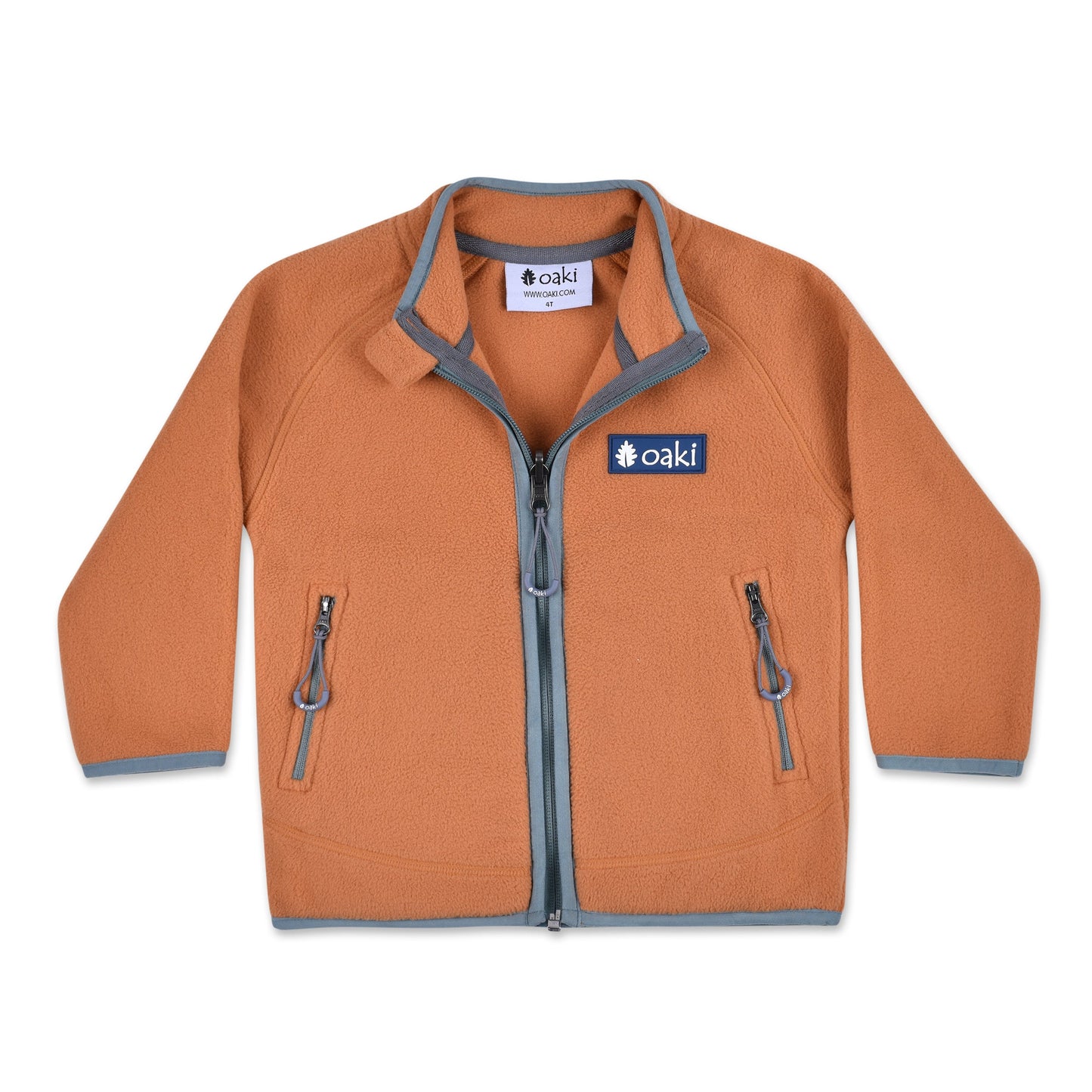 Oakiwear Kids Fleece Jacket 200 Series Polartec®, Burnt Orange Warm Mid Layer