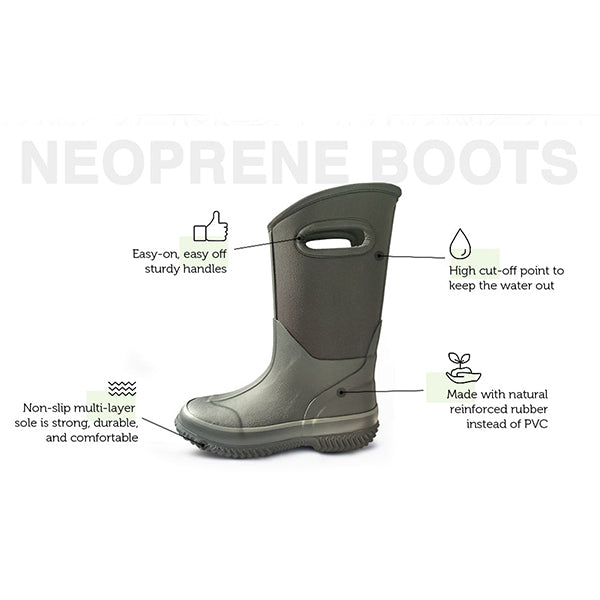 Oakiwear Kids Neoprene Rain Snow Boots, Realtree Xtra® Snow Camo Thick 7mm