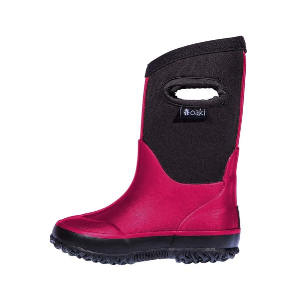 Oakiwear Kids Neoprene Rain Snow Boots, Dark Pink Thick 7mm