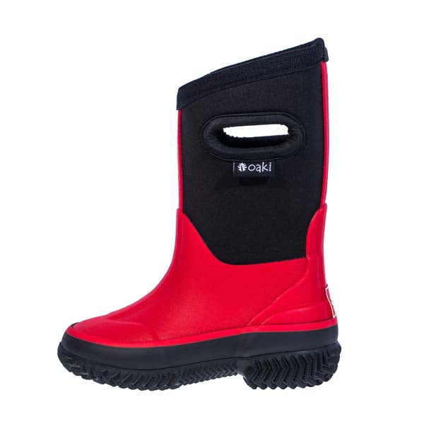 Oakiwear Kids Neoprene Rain Snow Boots, Red Thick 7mm