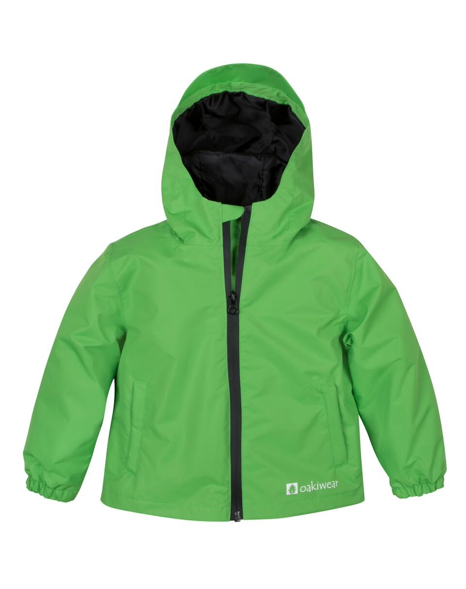 Oakiwear Kids Rain Jacket Coat Waterproof Shell Boys Girls, Green