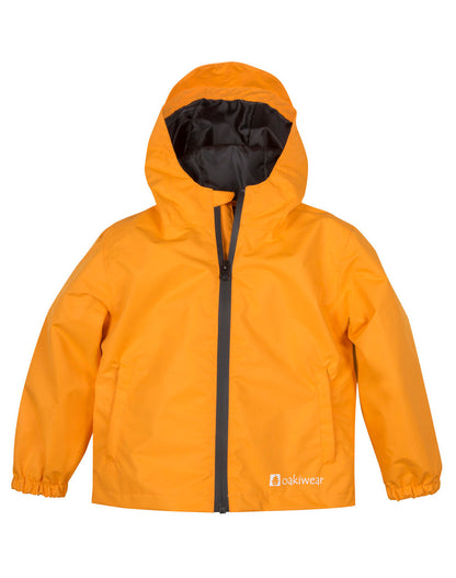 Oakiwear Kids Rain Jacket Coat Waterproof Shell Boys Girls, Orange